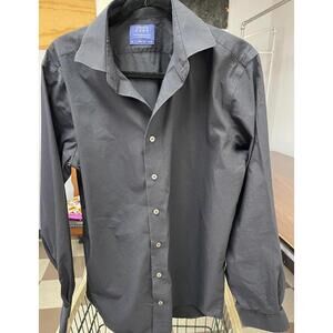 Lorenzo Uomo Performance Stretch 16/ 34-35 Trim Fit Black Dress Shirt